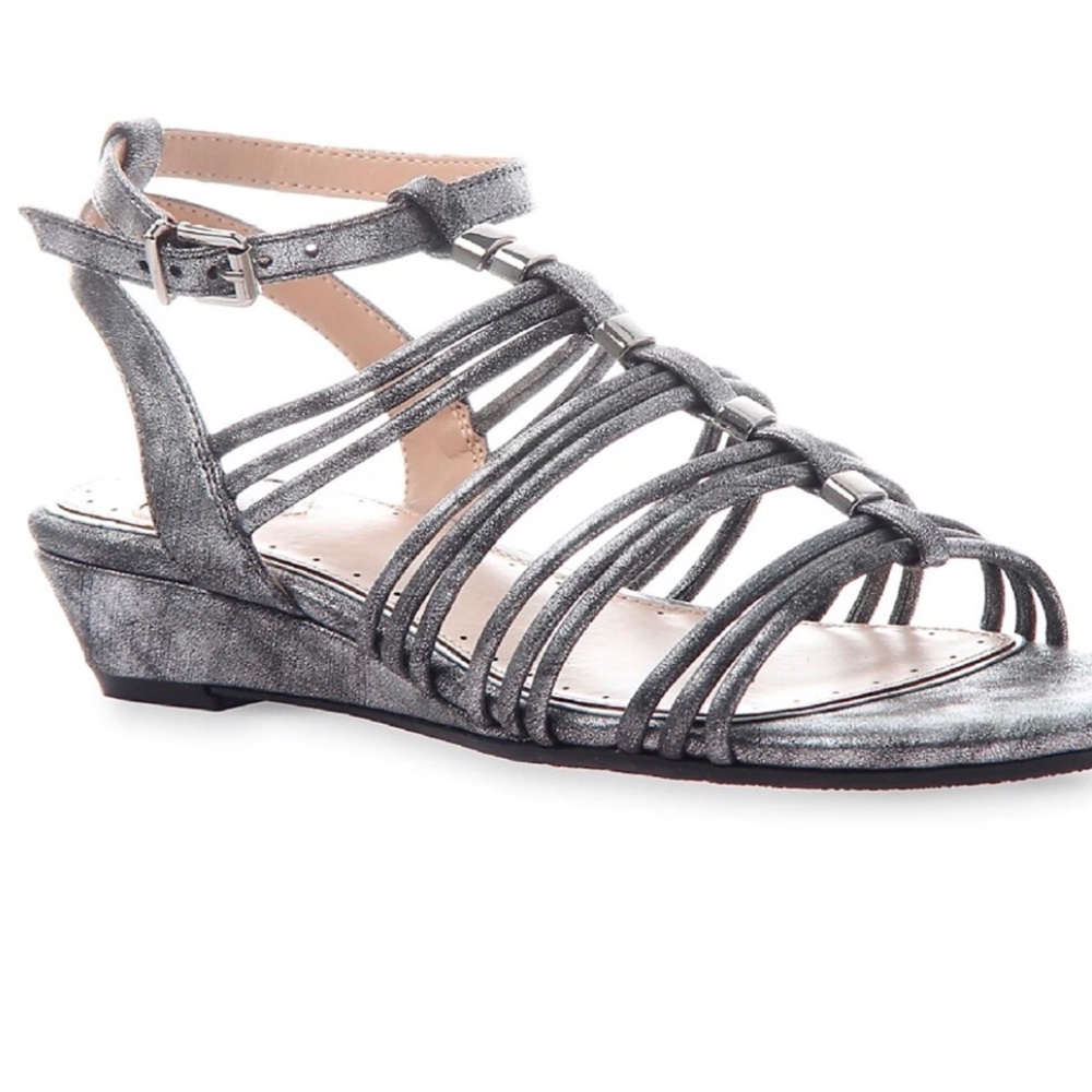 Madeline Metallic Sandals 6.5M Strappy Open Toe Evening Heels Dress Shoes NIB